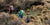A group of hikers is walking uphill in the New Zealand backcountry. They are all wearing Aarn Backpacks. 
